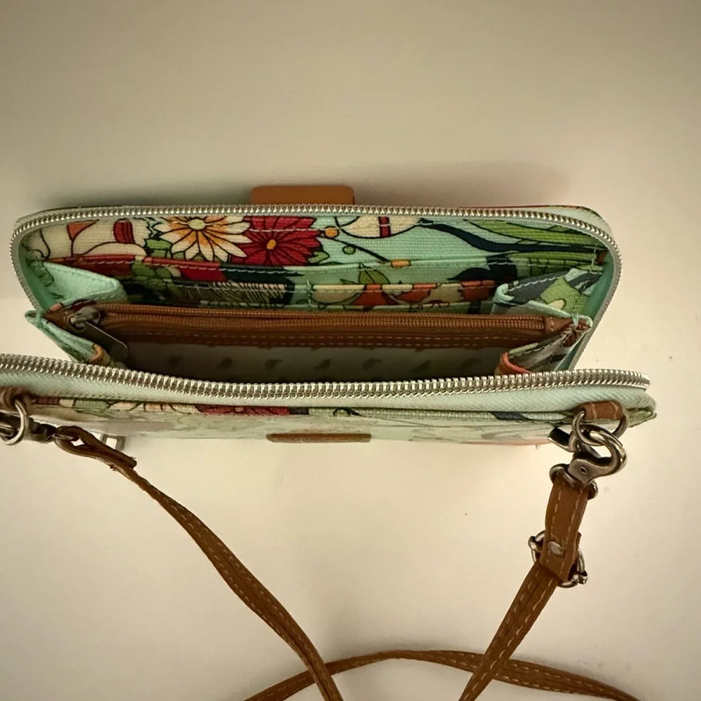 Sakroots Artistic Floral Crossbody Bag - Teal and Red - Picture 2 of 4